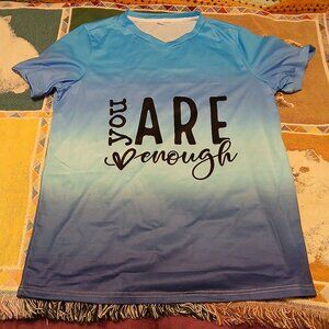 Womens Plus 4X You Are Enough Blue Gradient Short Sleeve V Neck T Shirt Top